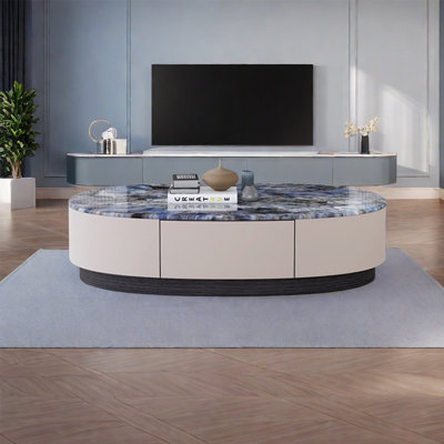Table basse simple ovale en pierre supercristalline