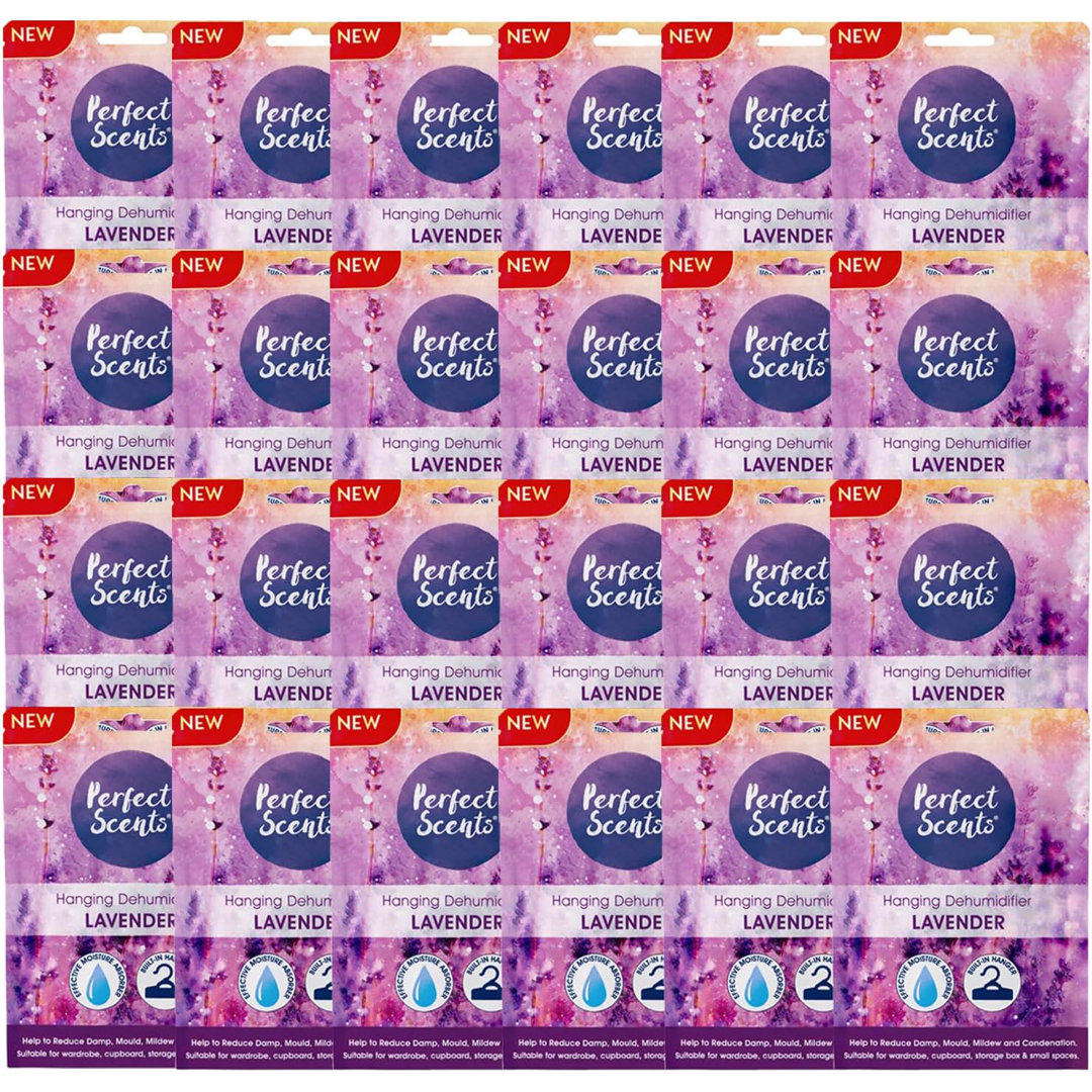 Hanging Moisture Absorber Dehumidifier Fresh Linen Lavender Wardrobe Damp Mould Condensation Remover Closet Storage (Pack Of 24)