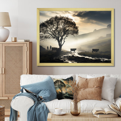 " Cattle Ethereal Grazing II " by Designart