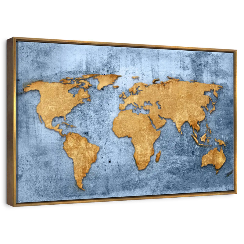 Azure World Luro, Cadre flottant doré, 37 po x 25 po
