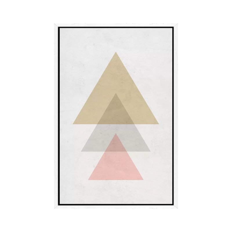 Triangles - Gray Background 1 Piece Wall Art on Canvas, 66.04cm H x 45.72cm W x 3.81cm D, White Framed