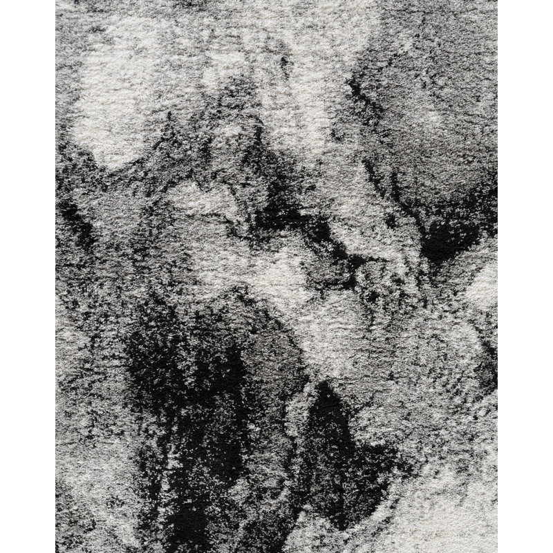 Shag Adrian Grey/Black Rug, Rectangle 8'9" x 12'2"