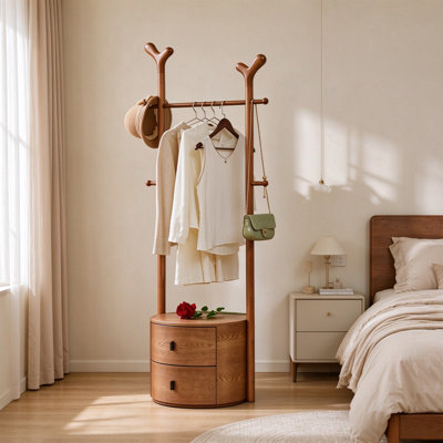 Ash Veneer Freestanding Entryway Coat Rack