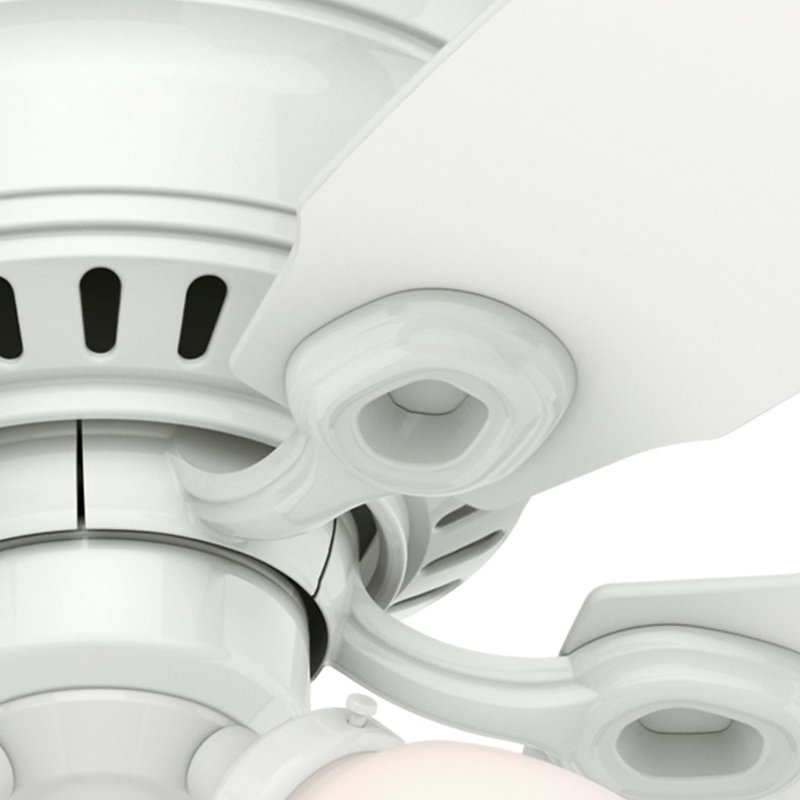 46" Hatherton 5 - Blade Flush Mount Ceiling Fan with Pull Chain and Light Kit Included, Snow White
