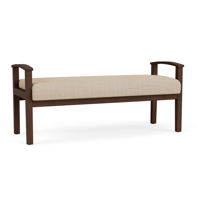 Banc en bois massif Amherst, Noyer Riftwood, Chambray calcaire