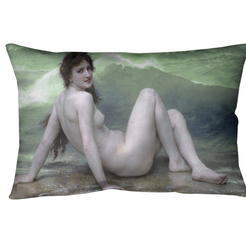 Housse de coussin lombaire wave William-Adolphe Bouguereau, Vert, Polyester filé