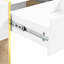 Table basse 47,2 "x 31,4" minimaliste ultrabrillante avec 2 tiroirs, table de canapé rectangulaire multi-rangement avec pieds en grain de bois doré, table de centre moderne pour le salon, blanc