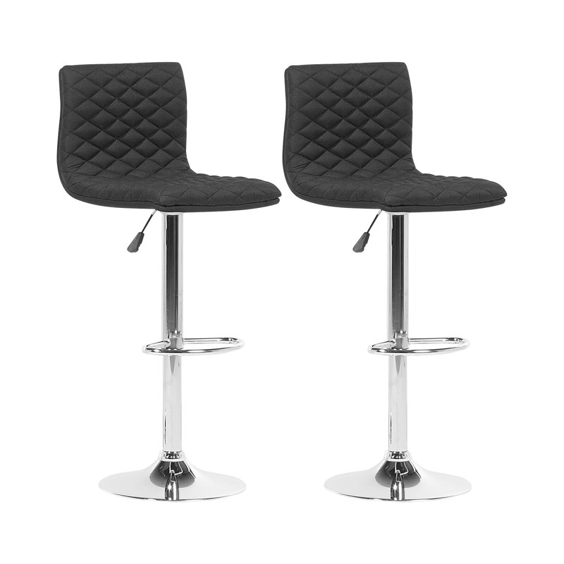 Laurel Swivel Upholstered Adjustable Height Counter Stool with Metal Frame, Black