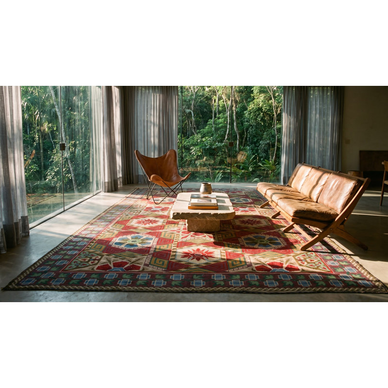 Antique Large Needlepoint French Flat Weave Rug