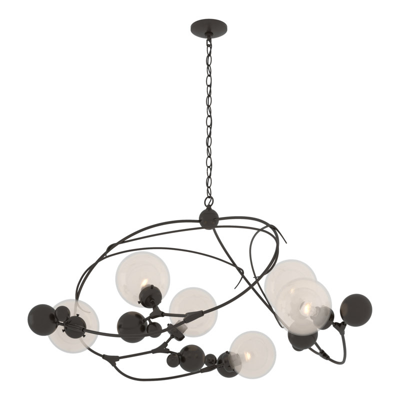 Lustre géométrique unique à 6 lumières Sprig, Opaline, Bronze frotté à l'huile