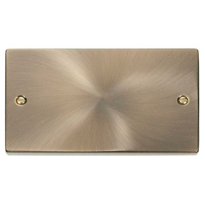 Antique Brass 2 Gang Blank Plate