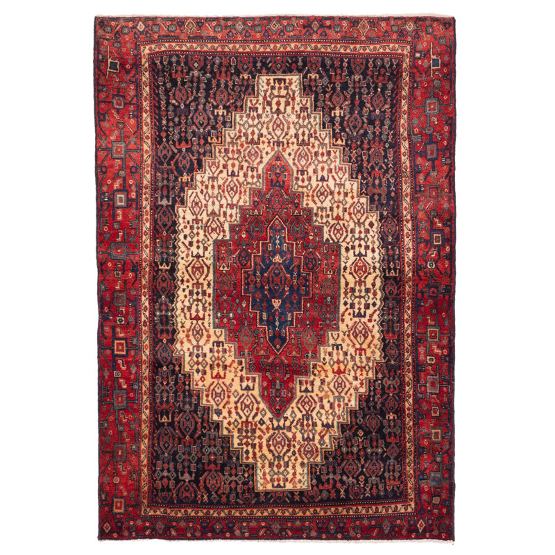 Tapis bleu marine rétro Kayseri 4 pi 10 po x 7 pi 1 po