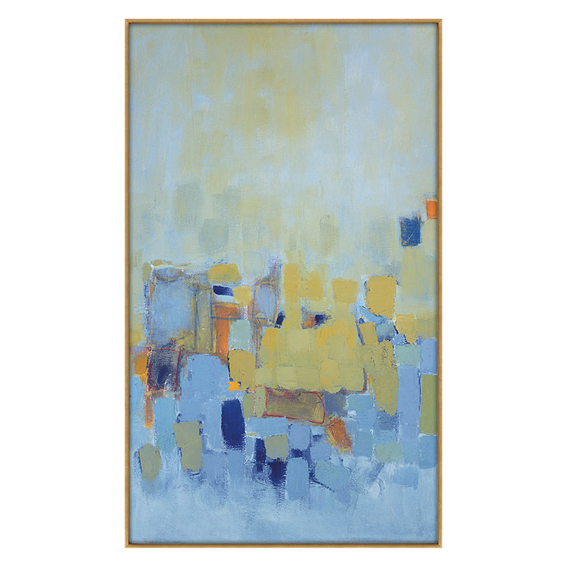 «Fall 2021 Across The Lake I», reproduction encadrée sur toile par Sheryl Westergreen, Cadre flottant doré, H 32 po x l 20 po