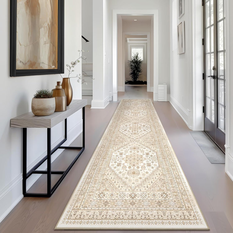 Medallion Non Slip Washable Rug(Cream)