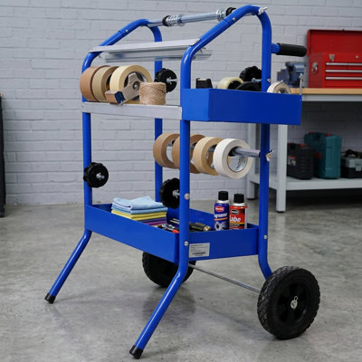 Machine à papier de masquage mobile Lifesky pour la peinture: capacité de 4 rouleaux et mobilité sur roulettes - Rouleaux de papier de 6 po x 12 po x 18 po avec plateaux de rangement et découpage de précision pour les ateliers de carrosserie et le travail du bois