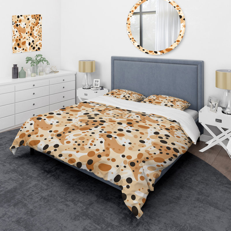 Literie beige Sphinx Spots III, Housse de couette simple + 1 taie décorative stan