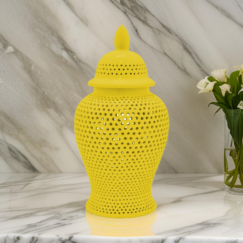 Pot en céramique Charito, Jaune, H 24,5 po x l 12,25 po x P 12,25 po