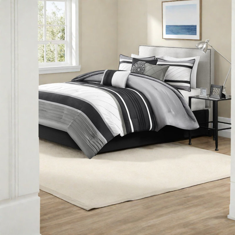 Elegant 7-piece Bedding Set, Polyester Faux Silk, Traditional Bedroom Decor