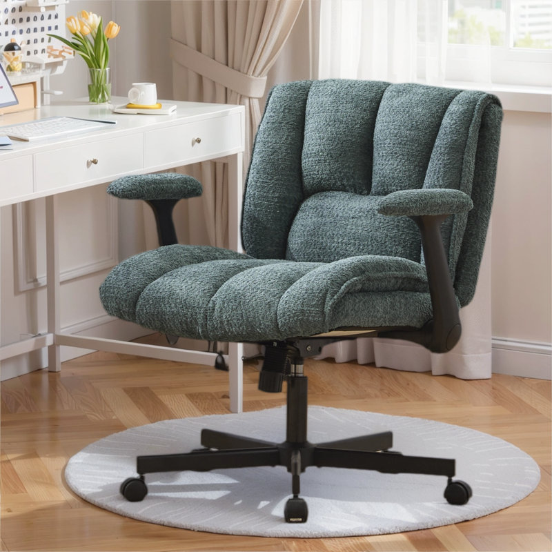 Criss Cross Home Office Chair With Adjustable Backrest,Swivel Wheels And Adjustable Armrest, Green