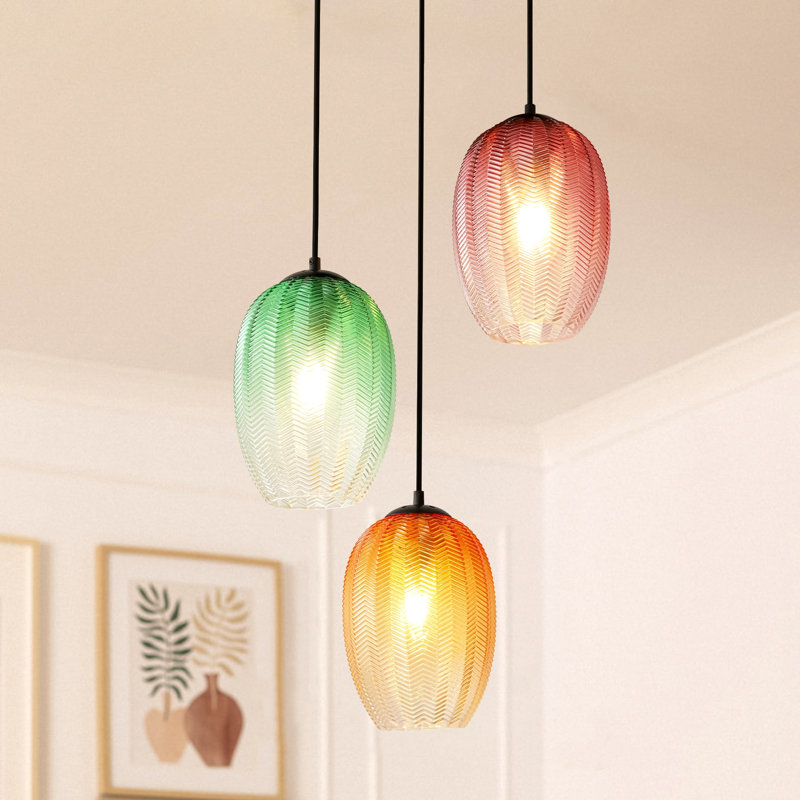 3 - Light Glass Kitchen Island Pendant Light