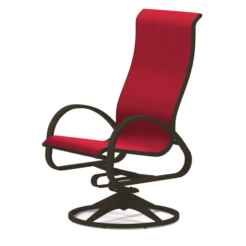 Fauteuil de patio pivotant Hiraku, Bois de plage texturé, Rouge 1D Sunbrella®