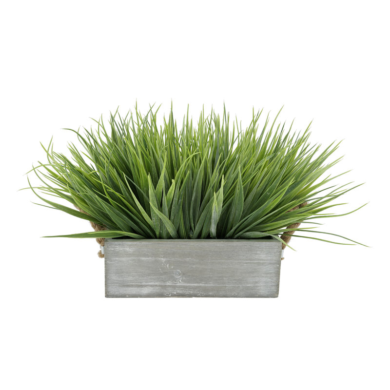Herbe d'oignon artificielle en pot, Gris, H 9 po x L 15 po x P 10 po, Vert pâle