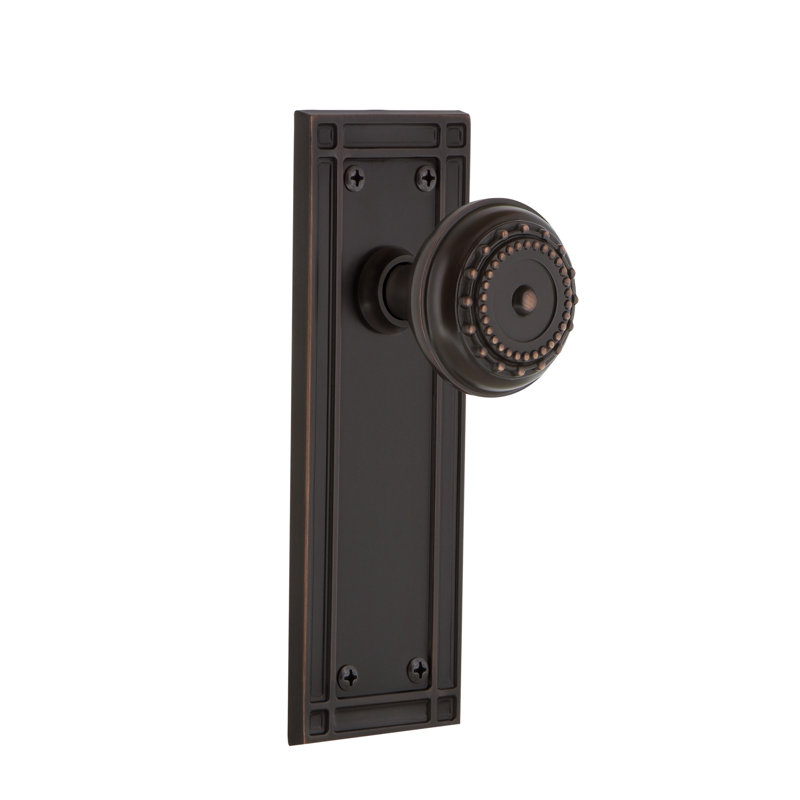 Plaque de mission avec bouton de porte Meadows, Bronze intemporel, 2 3/8 po