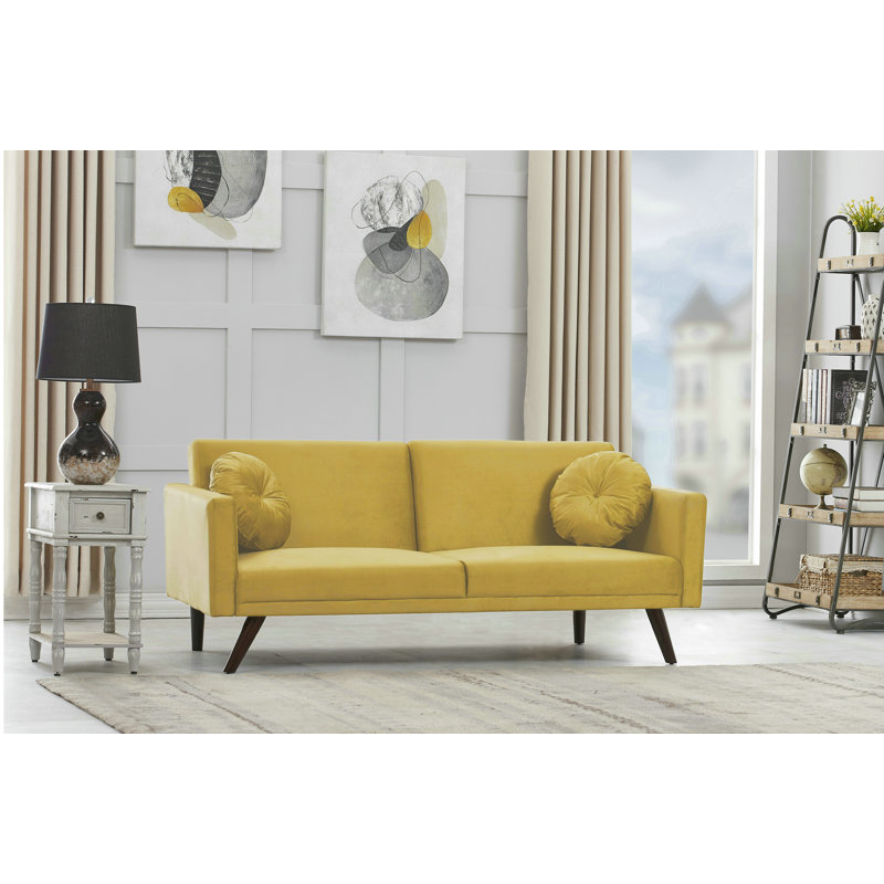 Roiguez 72'' Velvet Sofa, Strong Yellow