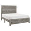 Lit double rustique gris, fabrication en bois avec sommier tapissier, rails et tête de lit