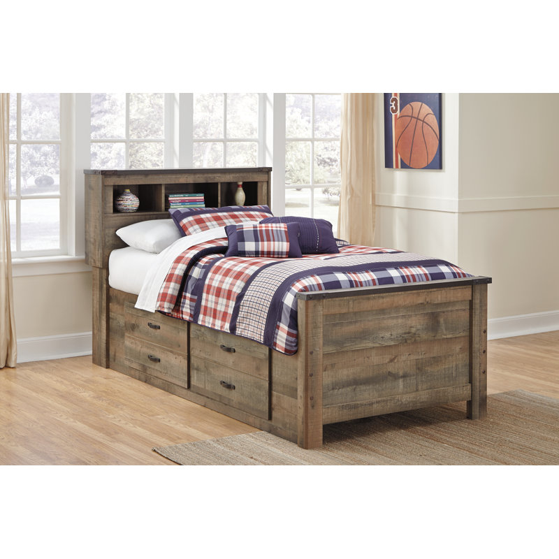Lit simple avec commode et table de chevet Trinell