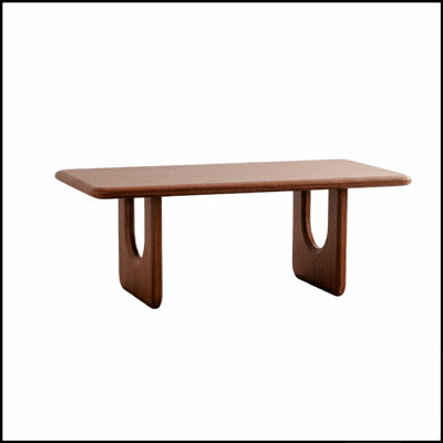 Modern Minimalist Rectangular Wood Coffee Table with U-Shaped Legs, Walnut Finish for Living Room and Home Office