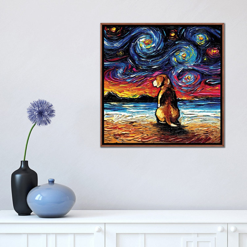 «Rottweiler Night II» par Aja Trêves - reproduction d'art, Pas de tapis, H 37 po x l 37 po x P 1,5 po