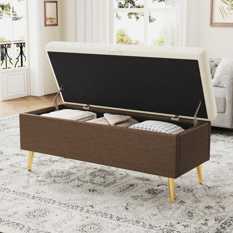 Banc de rangement avec repose-pieds Modern, Beige