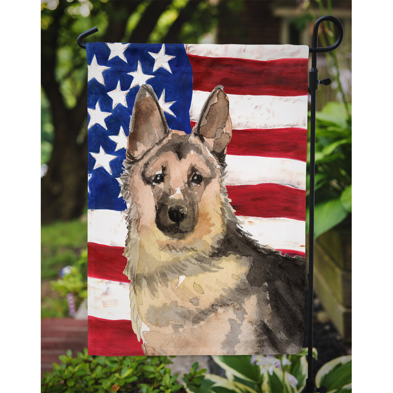 2 côtés en polyester de 2 côtés american drapeau de jardin, Berger allemand brun foncé