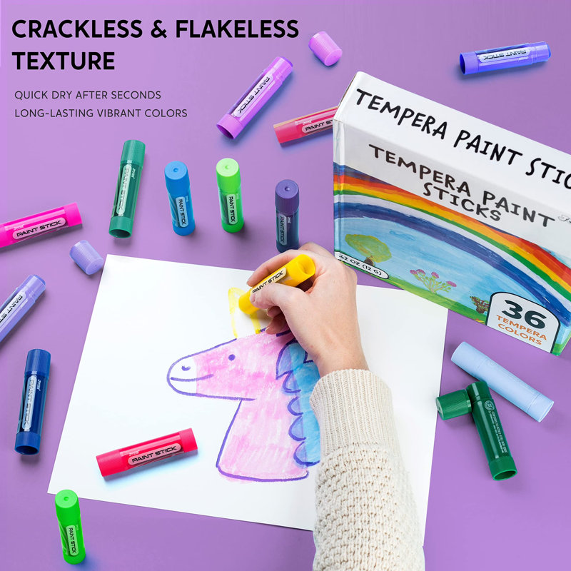 36 pièces de bâtons de peinture Tempera, bâtons de peinture lavables pour les tout-petits, cadeaux d'art pour projets d'art et d'artisanat, bâtons de peinture pour enfants, bâtons de peinture pour enfants