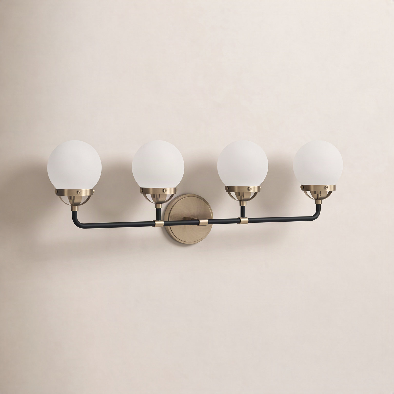 Newport 4-Light Vanity Light, Satin Brass, No 