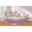 Lit plateforme tapissier double avec tête de lit à DEL, rose