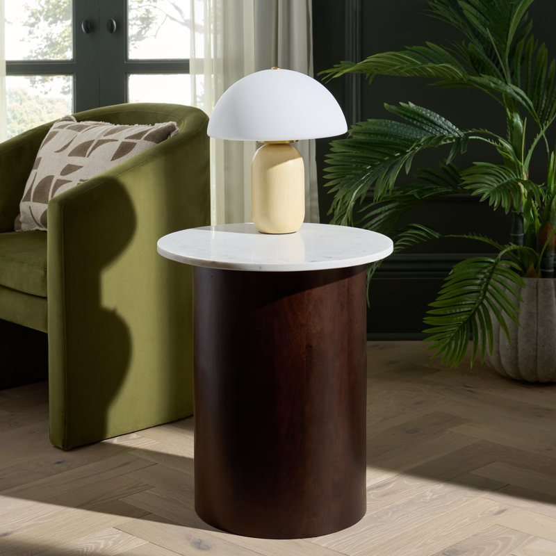 Basile Round Accent Table, Dark Brown