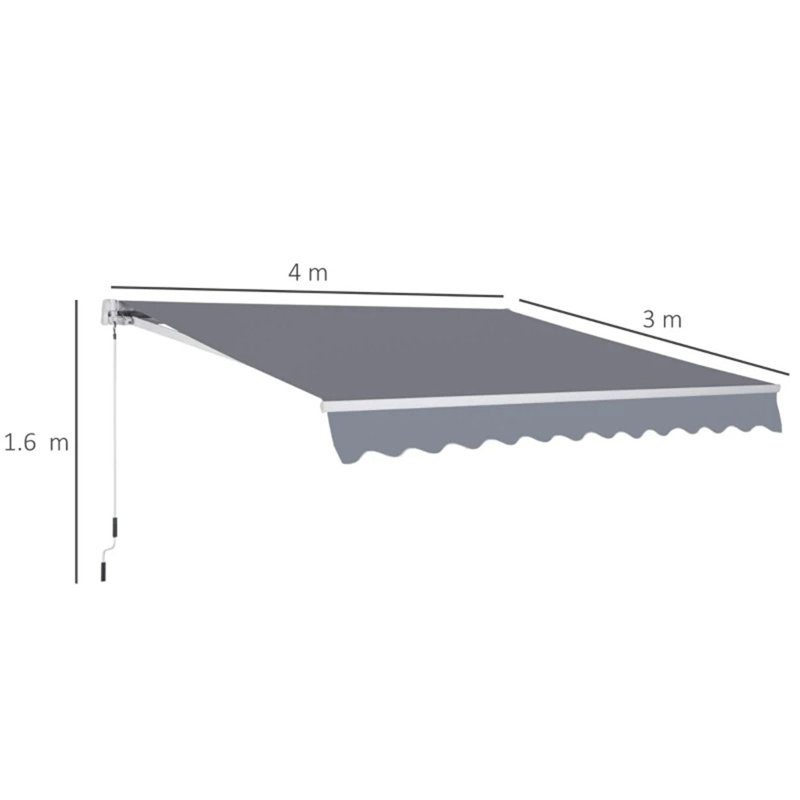 Dakota Fields Grey Cover Retractable Patio Awning, Grey, 4m W x  3m D