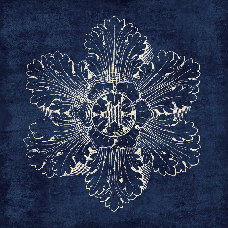 Rosette V indigo, H 20 po x l 20 po
