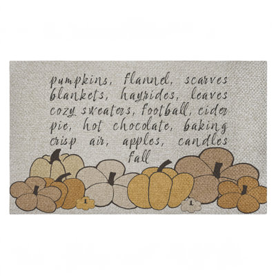 Tapis de porte d'automne Fall citrouille Sentiment, design par Corinne Rose Designs, 18 po x 30 po