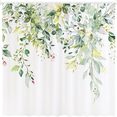 72X72 Green Eucalyptus Acim Set With 12 Hooks