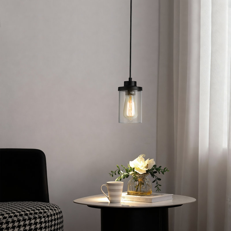 Luminaire suspendu noir mat 1 lumière, Noir mat