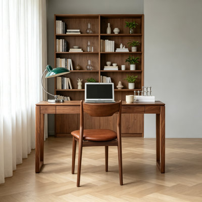 Simple Walnut Solid Wood Rectangular Desk