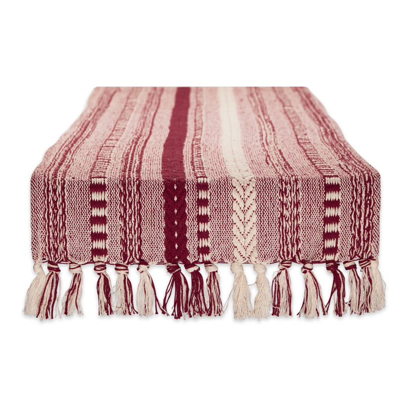 Elco Striped Table Runner, 15" x 108", Wine