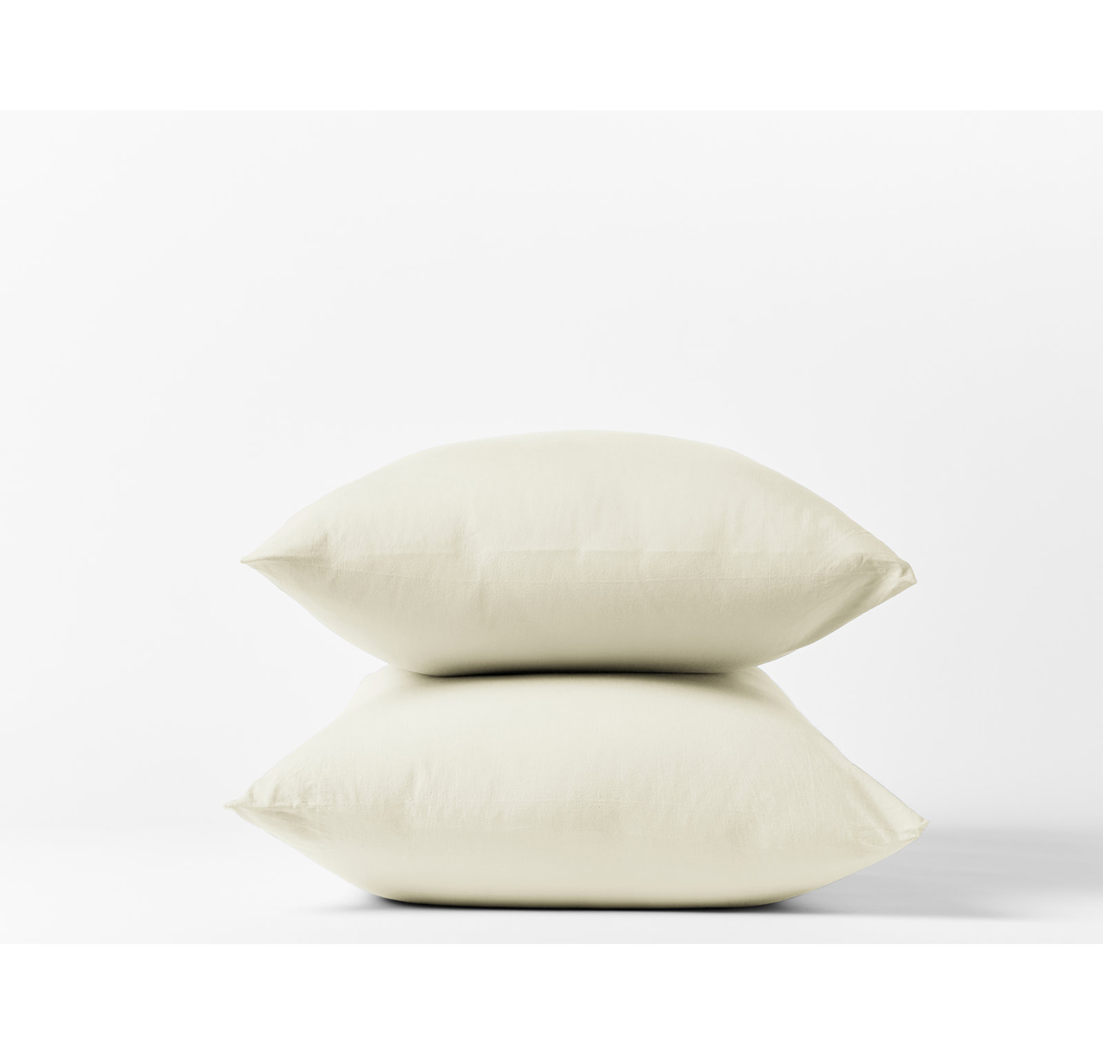 Crinkled 100% Cotton Percale Pillowcase - Set of 2, King Pillowcase, Undyed
