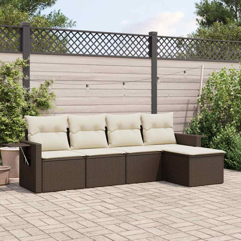 Ensemble de canapé de jardin Vidaxl brun, blanc crème