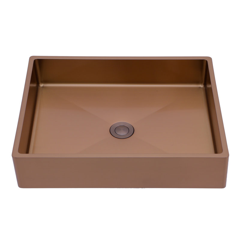 19"X15" Rose Gold Stainless Steel Bathroom Sink With Pop Up Drain