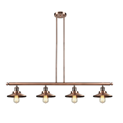 Luminaire suspendu linéaire pour îlot de cuisine 4 lumières Mikesell