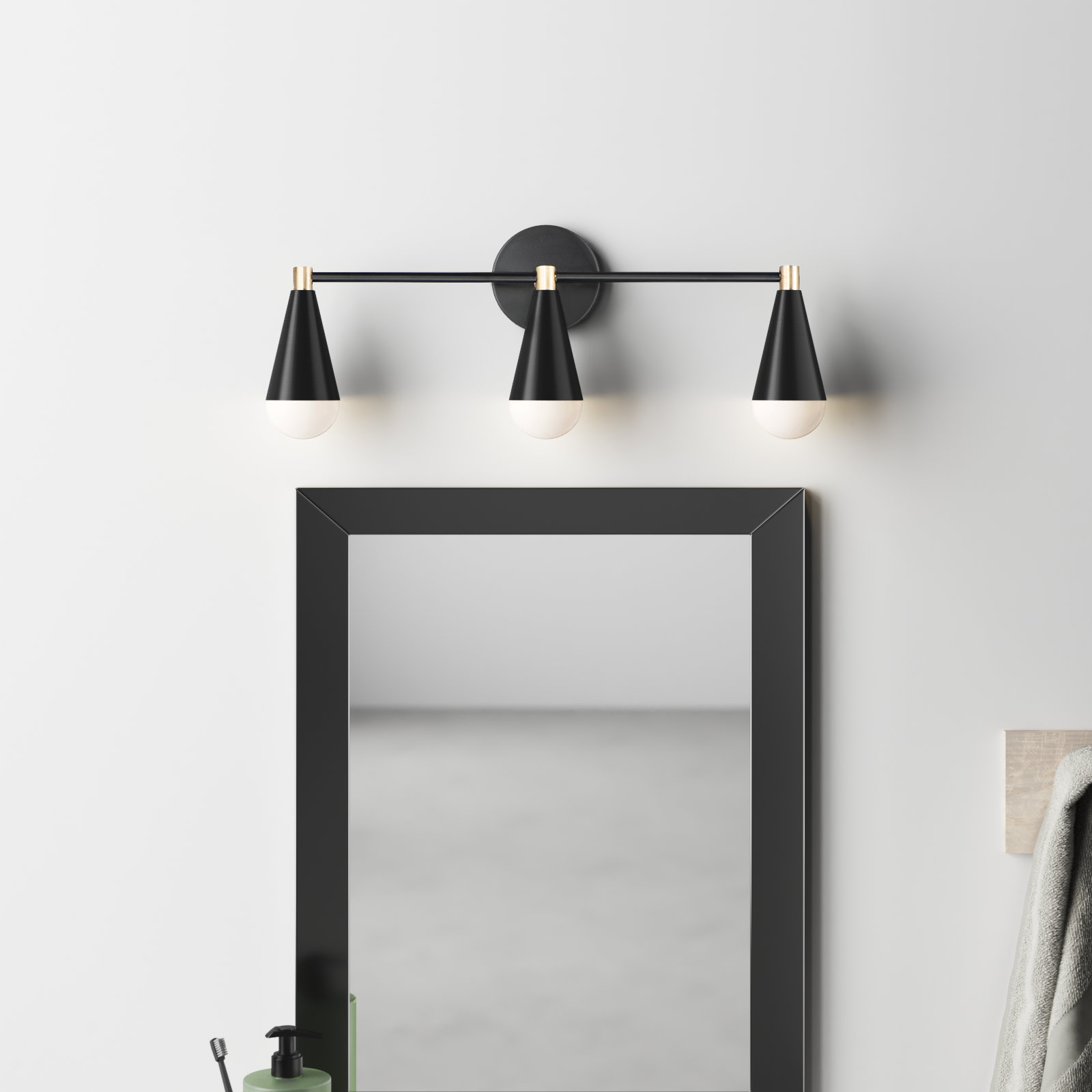 Akio 3 Light Dimmable Vanity Light, No